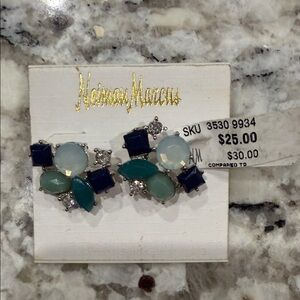 Neiman Marcus Blue and Green Gemstone Earrings